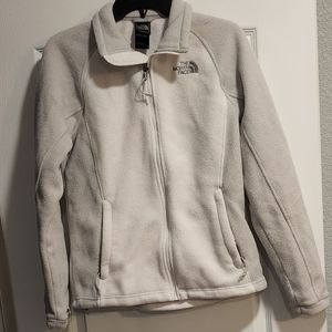 The North Face White Long Sleeve Full Zip Fleece Jacket M